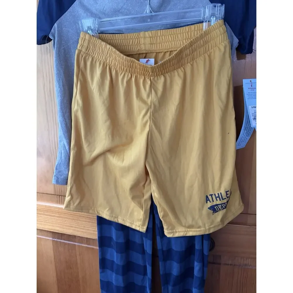 Cat & Jack Boy's Size L (10-12) Pajama 3 Pc Set Grey Top/Blue Plaid Pants NWT